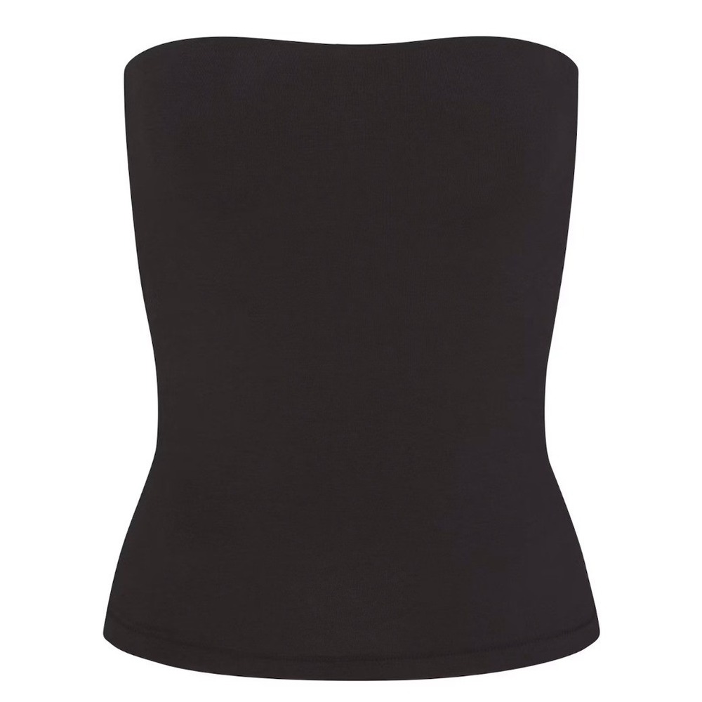 Skims Cotton Jersey Tube Top Soot Black TP-TUB-9645W XS